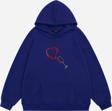 Mad&Calf Kadın Wine Glass Taş Baskılı Kapüşonlu Polarlı Oversize Sweatshirt Saks XS
