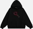 Mad&Calf Kadın Wine Glass Taş Baskılı Kapüşonlu Polarlı Oversize Sweatshirt Siyah 2XL