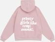 Mad&Calf Kadın Pretty Girls Like Trap Music. Baskılı Kapüşonlu Polarlı Oversize Sweatshirt Pembe 2XL