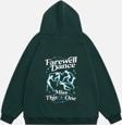 Mad&Calf Unisex Farewell Dance Baskılı Kapüşonlu Polarlı Oversize Sweatshirt Koyu Yeşil L