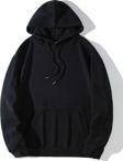 Mad&Calf Unisex Basic Kapüşonlu Cepli Sweatshirt Siyah M