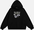 Mad&Calf Unisex Farside Of The Moon Baskılı Kapüşonlu Polarlı Oversize Sweatshirt Siyah 2XL