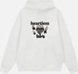 Mad&Calf Unisex Heartless Love Baskılı Kapüşonlu Polarlı Oversize Sweatshirt Ekru 2XL