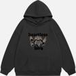 Mad&Calf Unisex Heartless Love Baskılı Kapüşonlu Polarlı Oversize Sweatshirt Füme 2XL