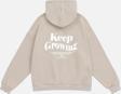 Mad&Calf Unisex Keep Growing Baskılı Kapüşonlu Polarlı Oversize Sweatshirt Bej S