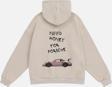 Mad&Calf Unisex Need Money For Porsche Baskılı Kapüşonlu Polarlı Oversize Sweatshirt Bej 2XL