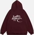 Mad&Calf Unisex Scuffers With Love Baskılı Kapüşonlu Polarlı Oversize Sweatshirt Bordo 2XL