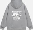 Mad&Calf Unisex Kinder World Baskılı Kapüşonlu Polarlı Oversize Sweatshirt Gri 2XL