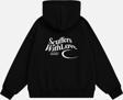 Mad&Calf Unisex Scuffers With Love Baskılı Kapüşonlu Polarlı Oversize Sweatshirt Siyah 2XL