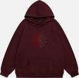 Mad&Calf Unisex Spider Taş Baskılı Kapüşonlu Polarlı Oversize Sweatshirt Bordo M