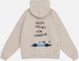 Mad&Calf Unisex Need Money 4 Porsche Baskılı Kapüşonlu Polarlı Oversize Sweatshirt Bej L