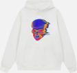 Mad&Calf Unisex Tran Smit6  Baskılı Kapüşonlu Polarlı Oversize Sweatshirt Ekru 2XL
