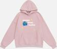 Mad&Calf Unisex Scape From Reality Baskılı Kapüşonlu Polarlı Oversize Sweatshirt Pembe 2XL