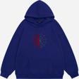 Mad&Calf Unisex Spider Taş Baskılı Kapüşonlu Polarlı Oversize Sweatshirt Saks 2XL