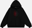 Mad&Calf Unisex Spider Taş Baskılı Kapüşonlu Polarlı Oversize Sweatshirt Siyah 2XL