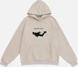 Mad&Calf Unisex Travis Scott  Baskılı Kapüşonlu Polarlı Oversize Sweatshirt Bej 2XL