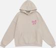 Mad&Calf Unisex True Blue Baskılı Kapüşonlu Polarlı Oversize Sweatshirt Bej 2XL