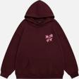Mad&Calf Unisex True Blue Baskılı Kapüşonlu Polarlı Oversize Sweatshirt Bordo 2XL