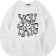 Mad&Calf Unisex You Got This Baskılı Oversize Polarlı Sweatshirt Ekru L