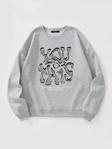 Mad&Calf Unisex You Got This Baskılı Oversize Polarlı Sweatshirt Gri 2XL