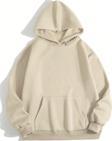 Mad&Calf Unisex Basic Kapüşonlu Cepli Sweatshirt Açık Bej 2XL