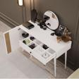 Mezza 2242 Love Aynalı(Ahşap Ayaklı)Mdf Profil Çerçeveli Çekmeceli Kapaklı 120 cm Makyaj Masası Beyaz Yunus