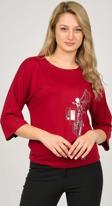 Sistas Kadın Desenli Bluz 6690208 Bordo