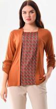 Sistas Kadın Desenli Uzun Kol Bluz 23525 Camel