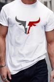 Erkek Boğa Silüet Baskılı Oversize Tshirt