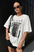 Unisex Active Baskılı Oversize Tshirt
