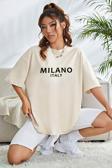 Unisex Milano Baskılı Oversize T-shirt