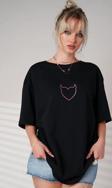 Unisex Şeytan Kalp Baskılı Oversize Tshirt