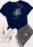 Unisex Minimal line drawing Baskılı T-shirt