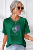 Unisex Minimal line drawing Baskılı T-shirt