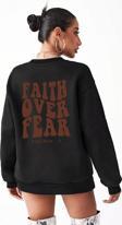 Faith Over Baskılı Oversize Sweatshirt