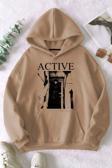Active Baskılı Oversize Sweatshirt
