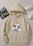 Meow Tatlı Kediler Baskılı Oversize Sweatshirt