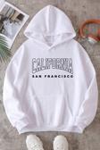 California Baskılı Oversize Sweatshirt Beyaz