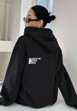 Butarz Unisex Siyah Cherish Time Baskılı Kapüşonlu Sweatshirt