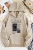 Unisex Bej Oversize Kapüşonlu Sweatshirt