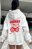 Cherry Baskılı Oversize Sweatshirt
