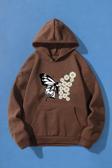 Papatya Kelebek Baskılı Oversize Sweatshirt