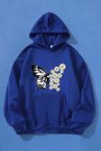 Papatya Kelebek Baskılı Oversize Sweatshirt