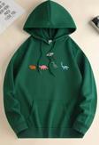 Uzaylı Dinazor Baskılı Oversize Sweatshirt