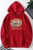 Unisex California Baskılı Kapüşonlu Sweatshirt