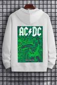 Unisex Ac Dc Baskılı Kapüşonlu Sweatshirt