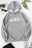 Unisex Moon Phases Baskılı Sweatshirt