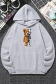 Unisex Boys Bear Baskılı Sweatshirt