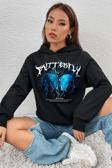 Unisex Blue Butterfly Baskılı Sweatshirt