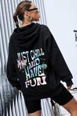 Unisex Oversize just chill and have fun Baskılı Sweatshirt